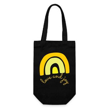 love and joy T-Shirt, gut gelaunt, Ibiza, Insel - Geschenkbeutel für Flaschen - Schwarz - Vorne