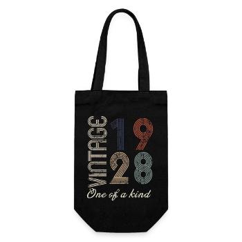 96th Birthday 1928 - Vintage Retro Gift Idea - Gift Bag for Bottles - black - Front