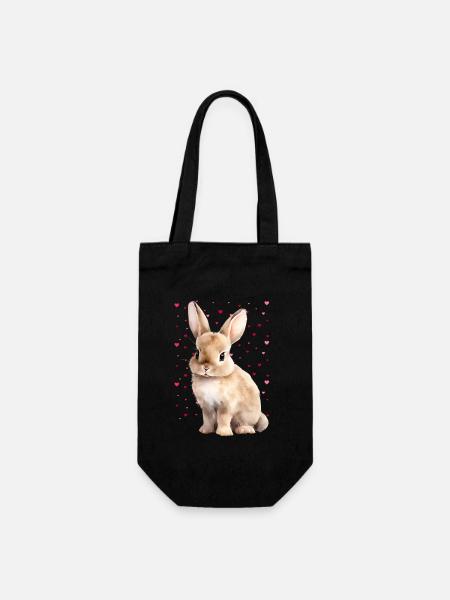 Herziger Hase - Geschenkbeutel für Flaschen - Schwarz