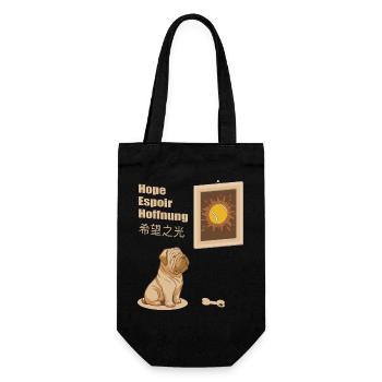 Hund und Tennisball Bild - Geschenkbeutel für Flaschen - Schwarz - Vorne