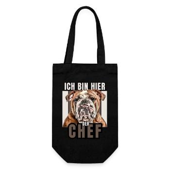 JE SUIS LE PATRON ICI CHIEN CHIENS Bullogy - Sac à bouteille - noir - Devant