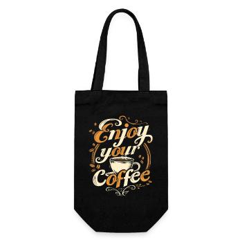 Kaffee Kaffeeliebhaber Kaffeetasse Koffein Getränk - Geschenkbeutel für Flaschen - Schwarz - Vorne