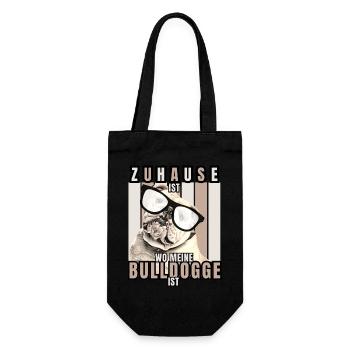 ZUHAUSE IST WO MEINE BULLDOGGE IST Hund HUNDE - Geschenkbeutel für Flaschen - Schwarz - Vorne