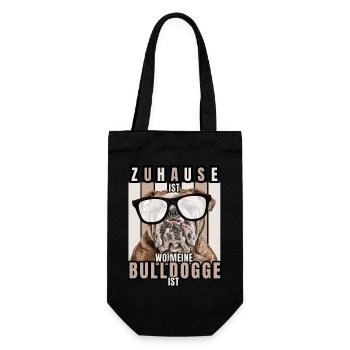 ZUHAUSE IST WO MEINE BULLDOGGE IST Hund HUNDE - Geschenkbeutel für Flaschen - Schwarz - Vorne