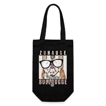 ZUHAUSE IST WO MEINE BULLDOGGE IST Hund HUNDE - Geschenkbeutel für Flaschen - Schwarz - Vorne