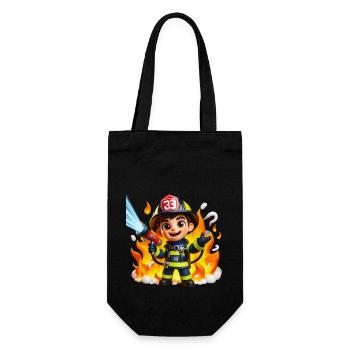 Feuerwehrmann - Geschenkbeutel für Flaschen - Schwarz - Vorne