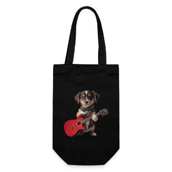 Dog Puppy Gitarre - Geschenkbeutel für Flaschen - Schwarz - Vorne