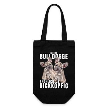 My BULLDOG cheerful & stubborn dog DOGS - Gift Bag for Bottles - black - Front