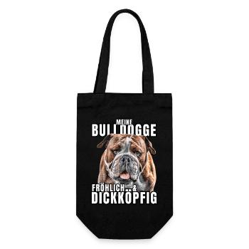 My BULLDOG cheerful & stubborn dog DOGS - Gift Bag for Bottles - black - Front
