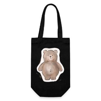 Dicker Bär - Geschenkbeutel für Flaschen - Schwarz - Vorne