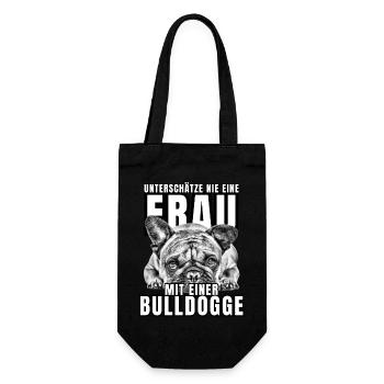 NEVER UNDERESTIMATE A WOMAN with Bulldog Dog DOG - Gift Bag for Bottles - black - Front