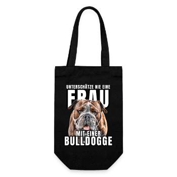 NEVER underestimate a woman with a bulldog dog dog - Gift Bag for Bottles - black - Front