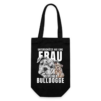 NEVER underestimate a woman with a bulldog dog dog - Gift Bag for Bottles - black - Front