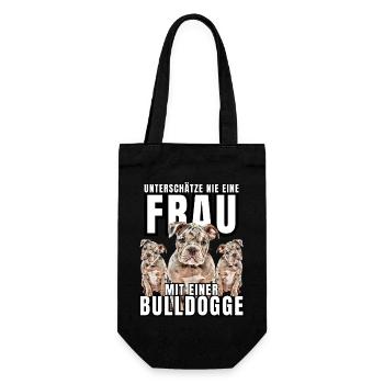 NEVER underestimate a woman with a bulldog dog dog - Gift Bag for Bottles - black - Front