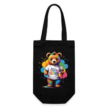 Just as cute as Unicorn Regenbogen Bär Spruch - Geschenkbeutel für Flaschen - Schwarz - Vorne