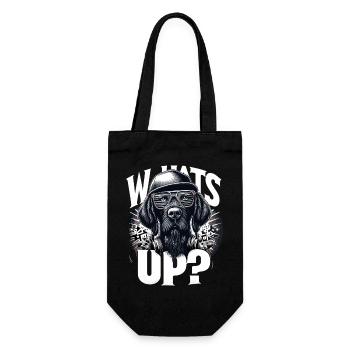 German Wirehaired Gangster What's Up Dog Gesche - Gift Bag for Bottles - black - Front