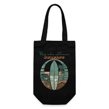 Boy who Loves Surfing - Gift Bag for Bottles - black - Front