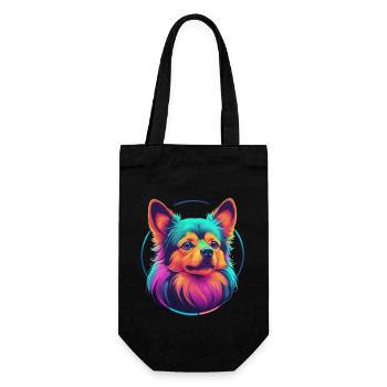 Hund Neonlight - Leuchtendes Design für Hundefans - Geschenkbeutel für Flaschen - Schwarz - Vorne