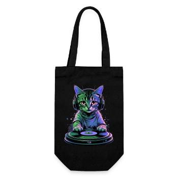 Minou DJ 🎧 - Sac à bouteille - noir - Devant