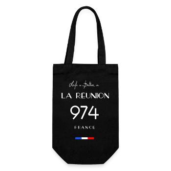 Das Leben ist besser in LA RÉUNION Nummer 974 Übersee - Geschenkbeutel für Flaschen - Schwarz - Vorne