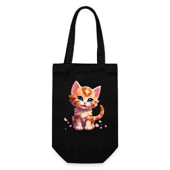 Cute kitten with hearts - Gift Bag for Bottles - black - Front
