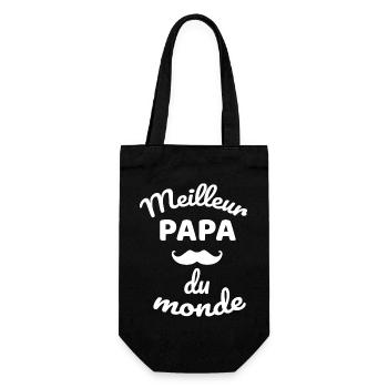 Authentisches Gesamt-Schnurrbart-Papa-Design - Geschenkbeutel für Flaschen - Schwarz - Vorne