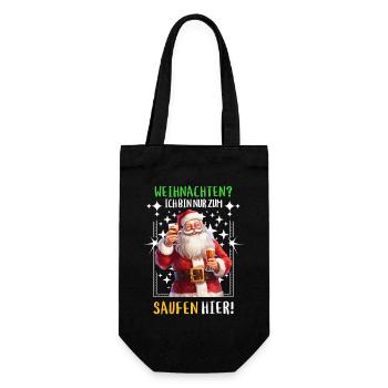 Weihnachtsmann Bier Saufen Alkohol Weihnachten - Geschenkbeutel für Flaschen - Schwarz - Vorne