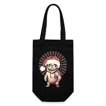 drôle Père Noël Bulldog chiens de Noël - Sac à bouteille - noir - Devant