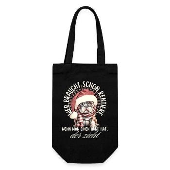 drôle Père Noël Bulldog chiens de Noël - Sac à bouteille - noir - Devant