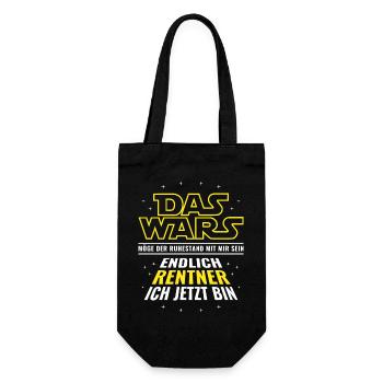 Rente Das wars - Endlich Rentner ich jetzt bin - Geschenkbeutel für Flaschen - Schwarz - Vorne