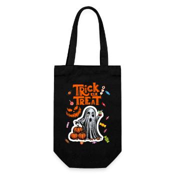 Trick or Treat - Funny Halloween Ghost - Geschenkbeutel für Flaschen - Schwarz - Vorne