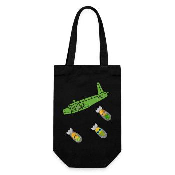 Avion bombe ananas vert - Sac à bouteille - noir - Devant