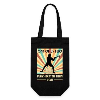 Einer von uns beiden spielt besser als du Lacrosse - Geschenkbeutel für Flaschen - Schwarz - Vorne