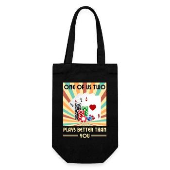 Einer Von Uns Beiden Spielt Besser Als Du Poker - Geschenkbeutel für Flaschen - Schwarz - Vorne
