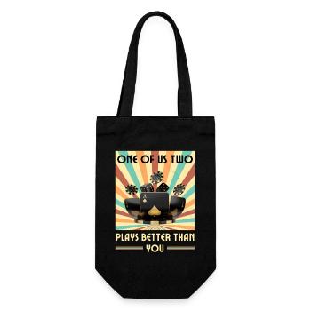 Einer Von Uns Beiden Spielt Besser Als Du Poker - Geschenkbeutel für Flaschen - Schwarz - Vorne