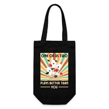 Einer Von Uns Beiden Spielt Besser Als Du Poker - Geschenkbeutel für Flaschen - Schwarz - Vorne