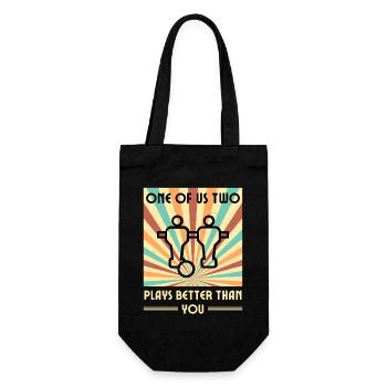 Einer Von Uns Beiden Spielt Besser Tischfußball - Geschenkbeutel für Flaschen - Schwarz - Vorne