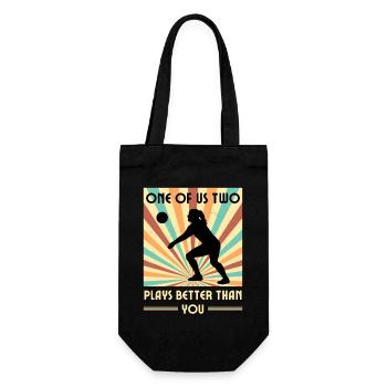Einer Von Uns Beiden Spielt Besser Volleyball Als - Geschenkbeutel für Flaschen - Schwarz - Vorne