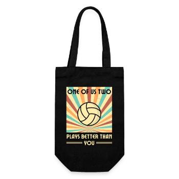 Einer Von Uns Beiden Spielt Besser Volleyball Als - Geschenkbeutel für Flaschen - Schwarz - Vorne