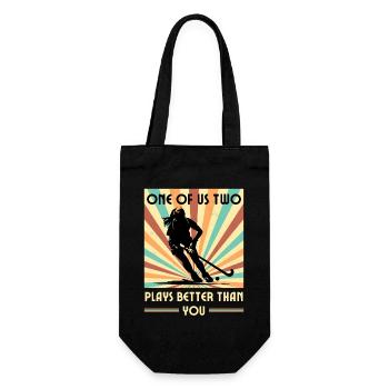 Einer Von Uns Beiden Spielt Besser Feldhockey - Geschenkbeutel für Flaschen - Schwarz - Vorne