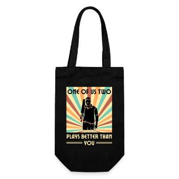 Einer Von Uns Beiden Spielt Besser Als Du Cricket - Geschenkbeutel für Flaschen - Schwarz - Vorne