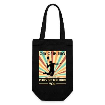Einer Von Uns Beiden Spielt Besser Badminton - Geschenkbeutel für Flaschen - Schwarz - Vorne