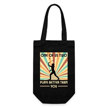 Einer Von Uns Beiden Spielt Besser Badminton - Geschenkbeutel für Flaschen - Schwarz - Vorne