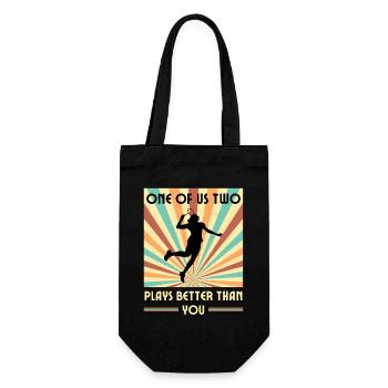 Einer Von Uns Beiden Spielt Besser Badminton - Geschenkbeutel für Flaschen - Schwarz - Vorne