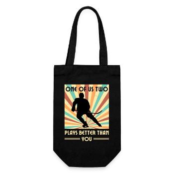 Einer Von Uns Beiden Spielt Besser Eishockey - Geschenkbeutel für Flaschen - Schwarz - Vorne