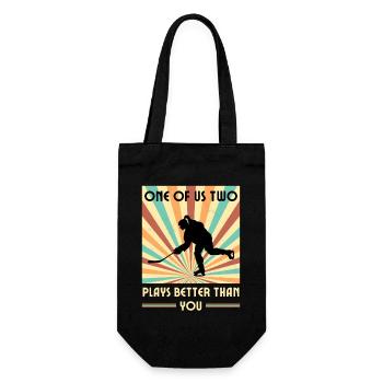 Einer Von Uns Beiden Spielt Besser Eishockey - Geschenkbeutel für Flaschen - Schwarz - Vorne