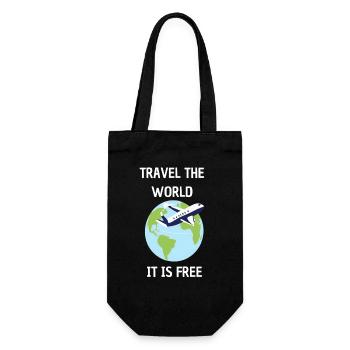 !TRAVEL THE WORLD, ITS FREE! - Gift Bag for Bottles - black - Front