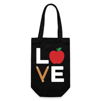 Love Apple Pencil Typography - Gift Bag for Bottles - black - Front
