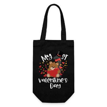 xoxo love you amore Blumen Frauen Valentinstag 14 - Geschenkbeutel für Flaschen - Schwarz - Vorne