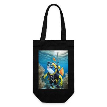Fish in a diving suit 2 - Gift Bag for Bottles - black - Front